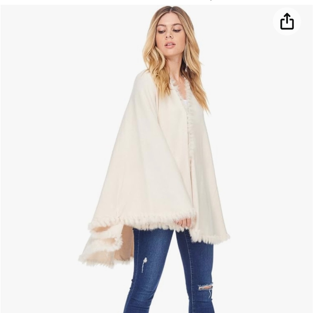 Alexander + David faux fur trimmed cape